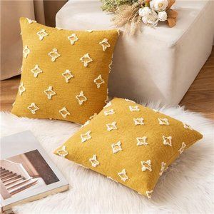 Set of 2 Decorative Throw Pillow Covers Jacquard Pillowcase Square Cushion Case